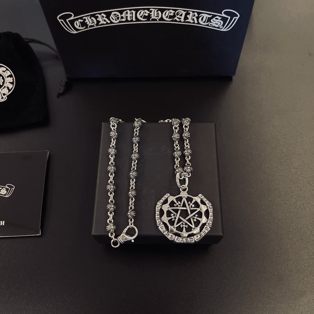Chrome Hearts Silver Pentagram Pendant Necklace